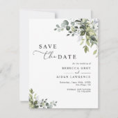 Elegante Eucalyptus bruiloft Save the Date Kaart (Voorkant)