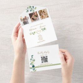 Elegante Eucalyptus bruiloft uitnodiging met QR-co
