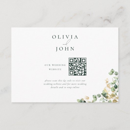 Elegante Eucalyptus bruiloft website behuizing Kaa Informatiekaartje (Voorkant)