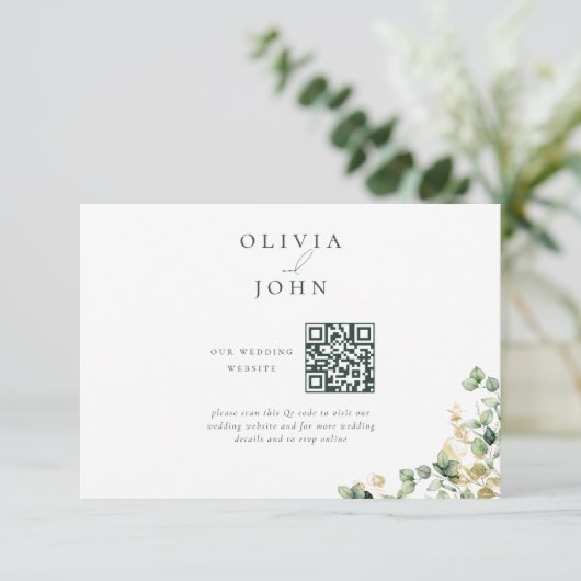 Elegante Eucalyptus bruiloft website behuizing Kaa Informatiekaartje (Staand voorkant)