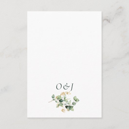 Elegante eucalyptus bruiloft website bijlage kaart (Achterkant)