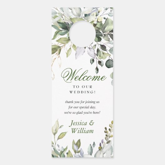 Elegante eucalyptus bruiloft welkom niet storen deurhanger (Achterkant)
