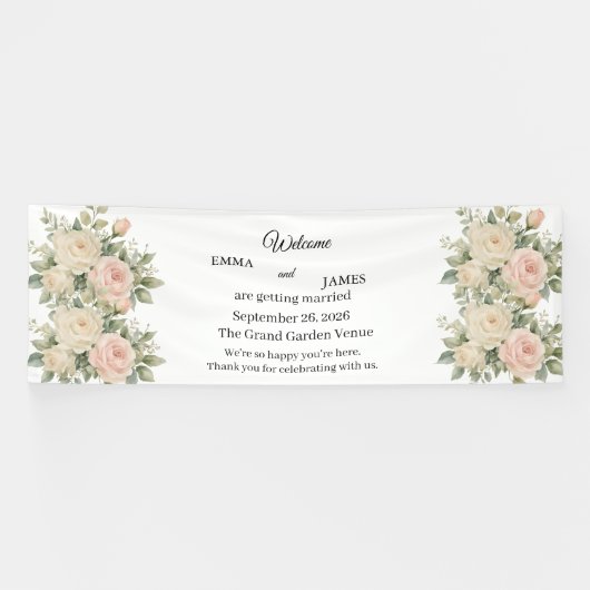 Elegante Eucalyptus Bruiloft Welkom Spandoek (Horizontaal)