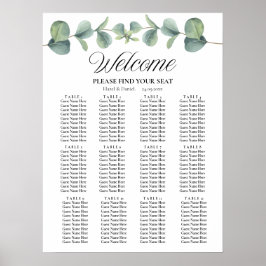 Elegante Eucalyptus bruiloft Zitting Grafiek Teken Poster