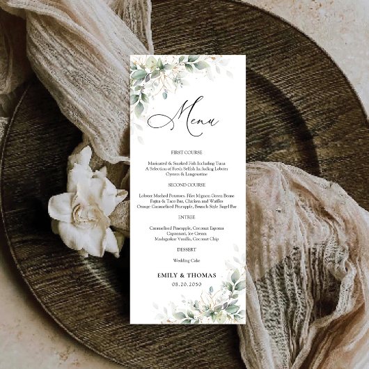 Elegante Eucalyptus Bruiloftsmenu Menu
