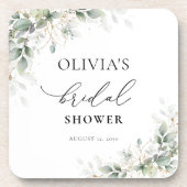 Elegante Eucalyptus Bruiloftsshower Onderzetters (Voorkant)