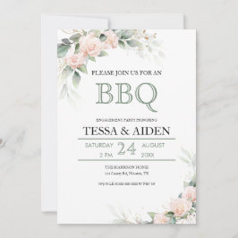 Elegante Eucalyptus Budget BBQ Engagement Party Kaart