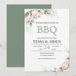 Elegante Eucalyptus Budget BBQ Engagement Party Kaart