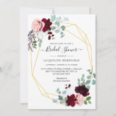 Elegante Eucalyptus Burgundy Bloemige Bruiloft Bor Kaart (Voorkant)