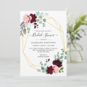 Elegante Eucalyptus Burgundy Bloemige Bruiloft Bor Kaart (Staand voorkant)