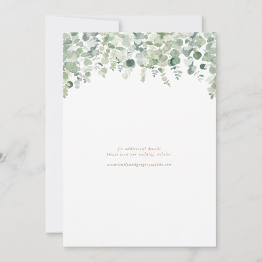 Elegante Eucalyptus Calligrafie Gouden bruiloft Save The Date (Achterkant)