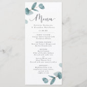 Elegante Eucalyptus & Calligrafie Script Diner Menu (Voorkant)
