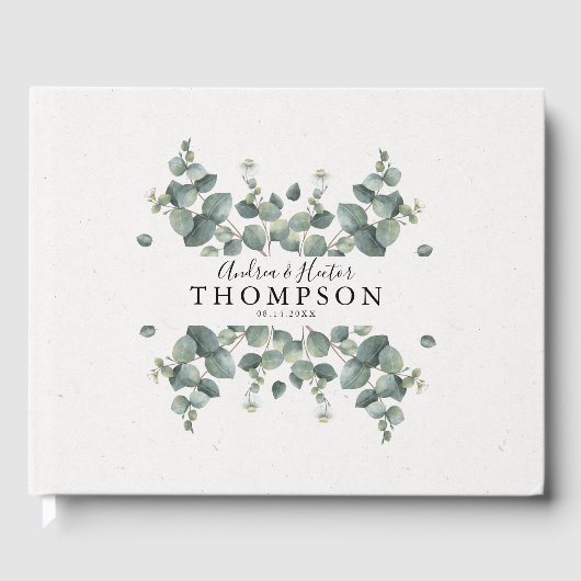 Elegante Eucalyptus Classic bruiloft Gastenboek (Voorkant)