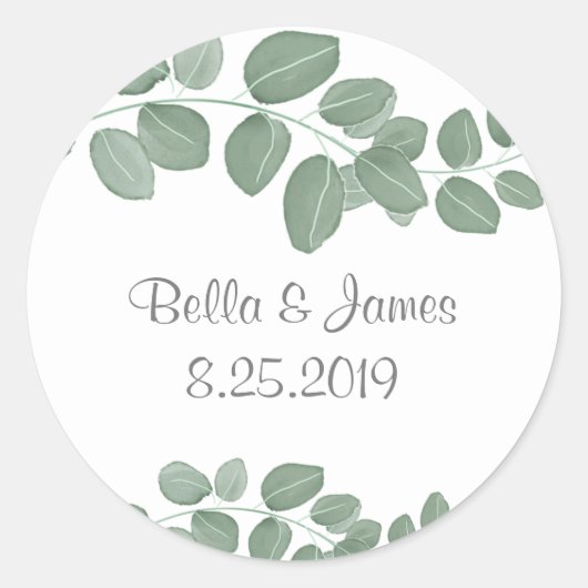 Elegante Eucalyptus Classic ronde Sticker (Voorkant)