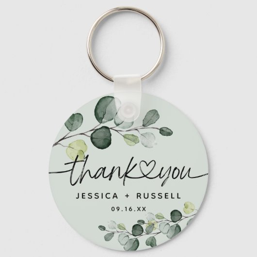 Elegante Eucalyptus Dankjewel Trouwdag Sleutelhanger (Voorkant)