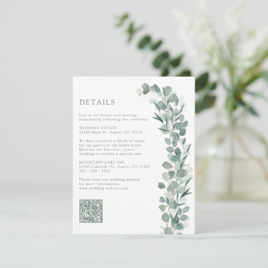 Elegante Eucalyptus Details Informatiekaartje (Staand voorkant)