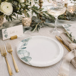 Elegante Eucalyptus Dinnerbord Kuststijl Papieren Bordje