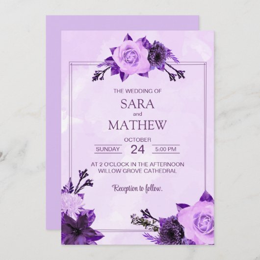 Elegante Eucalyptus Eenvoudige bruiloft uitnodigin Kaart (Voorkant / Achterkant)