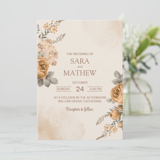 Elegante Eucalyptus Eenvoudige bruiloft uitnodigin Kaart (Staand voorkant)