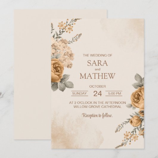 Elegante Eucalyptus Eenvoudige bruiloft uitnodigin Kaart (Voorkant / Achterkant)