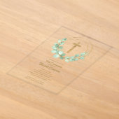 Elegante Eucalyptus Eerste Communie Acryl Uitnodigingen (Laagn)