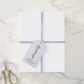 Elegante Eucalyptus en Cross Blue Eerste Communie Cadeaulabel (Met Touw)