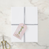 Elegante Eucalyptus en Cross Pink Eerste Communie Cadeaulabel (Met Touw)