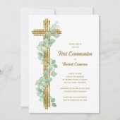 Elegante Eucalyptus en Eerste Communie Kaart (Voorkant)