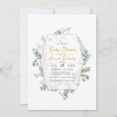 Elegante Eucalyptus en Goud Geometrisch Baby showe Kaart (Voorkant)
