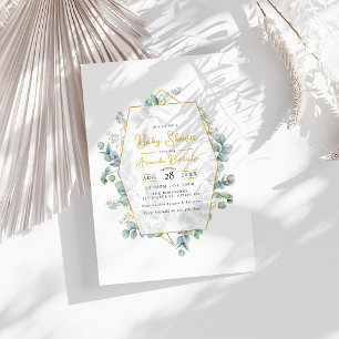 Elegante Eucalyptus en Goud Geometrisch Baby showe Kaart