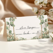 Elegante eucalyptus en gouden bloemenbruiloft plaatskaartje