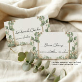 Elegante eucalyptus en gouden bloemenbruiloft plaatskaartje