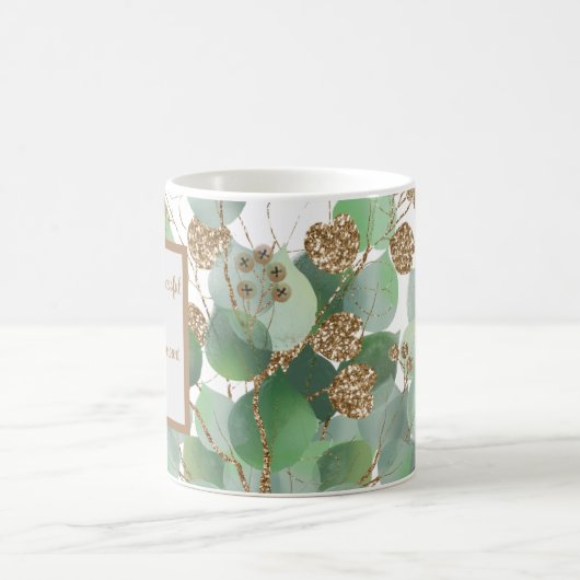 Elegante eucalyptus en gouden koffie Mok cadeau (Center)