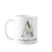 Elegante Eucalyptus en Roos Custom Initiaal A