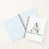 Elegante Eucalyptus en Roos Custom Initiaal A Notitieboek (Binnen)