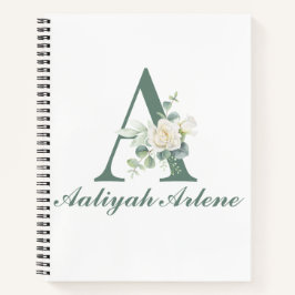 Elegante Eucalyptus en Roos Custom Initiaal A Notitieboek