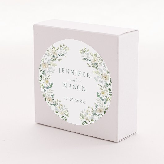 Elegante Eucalyptus Floral bruiloft bruid bruidego Ronde Sticker