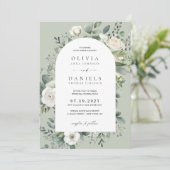 Elegante Eucalyptus Floral Sage Green Wedding Kaart (Staand voorkant)