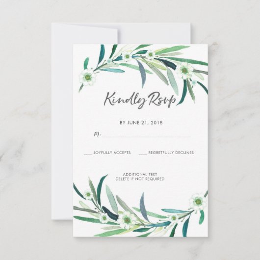Elegante Eucalyptus floral waterverf RSVP-kaarten RSVP Kaartje (Voorkant)