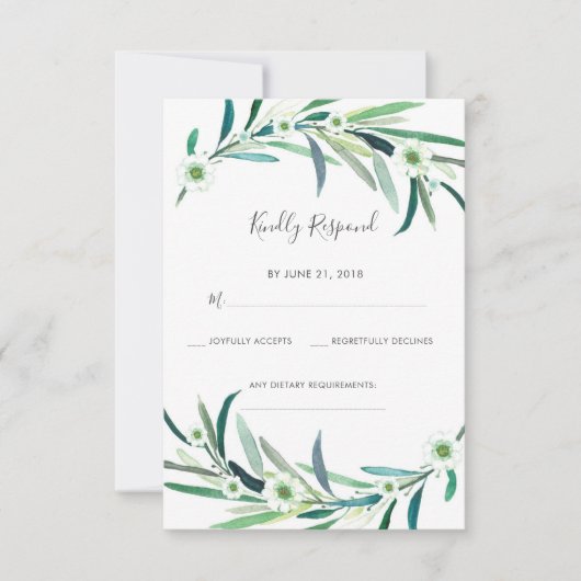 Elegante Eucalyptus floral waterverf RSVP-kaarten RSVP Kaartje (Voorkant)