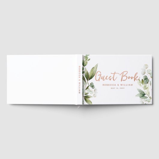 Elegante Eucalyptus Foliage bruiloft Folie Gastenboek (Volledig)