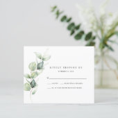 Elegante Eucalyptus Foliage Wedding RSVP Kaart (Staand voorkant)