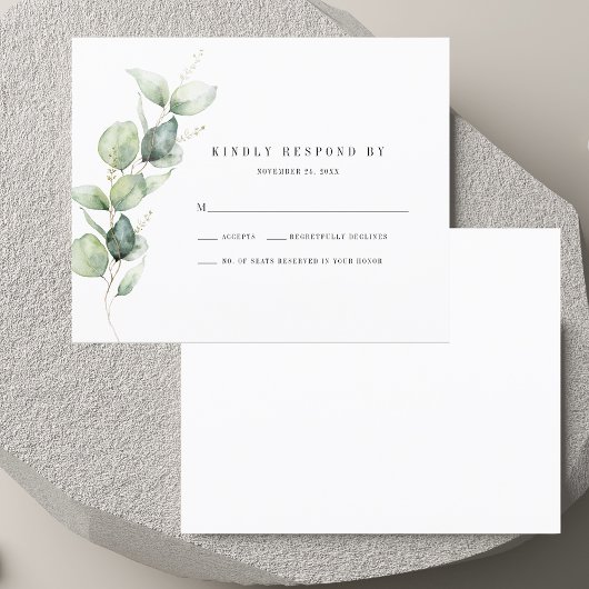 Elegante Eucalyptus Foliage Wedding RSVP Kaart
