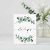 Elegante Eucalyptus foto bruiloft bedankje Bedankkaart (Staand voorkant)