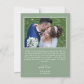 Elegante Eucalyptus foto bruiloft bedankje Bedankkaart (Achterkant)