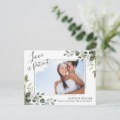 Elegante Eucalyptus FOTO Bruiloft Verandering van  Briefkaart (Staand voorkant)