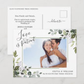 Elegante Eucalyptus FOTO Bruiloft Verandering van  Briefkaart (Voorkant / Achterkant)