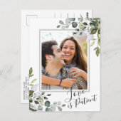 Elegante Eucalyptus FOTO Bruiloft Verandering van  Briefkaart (Voorkant / Achterkant)