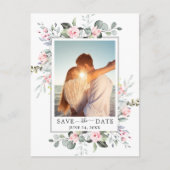 Elegante Eucalyptus FOTO Huwelijk Opslaan de Datum Briefkaart (Voorkant)