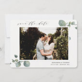Elegante Eucalyptus foto Save The Date (Voorkant)